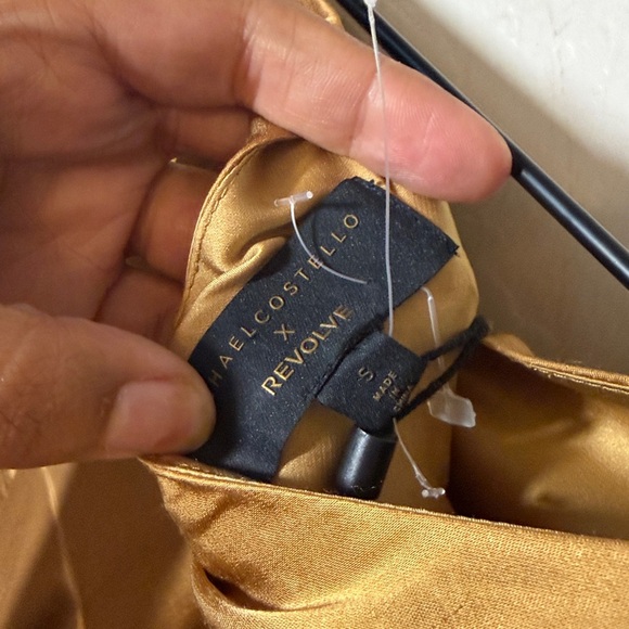 NWT Michael Costello x REVOLVE Mae One Shoulder Evening Gown in Gold Size Small - Picture 9 of 10